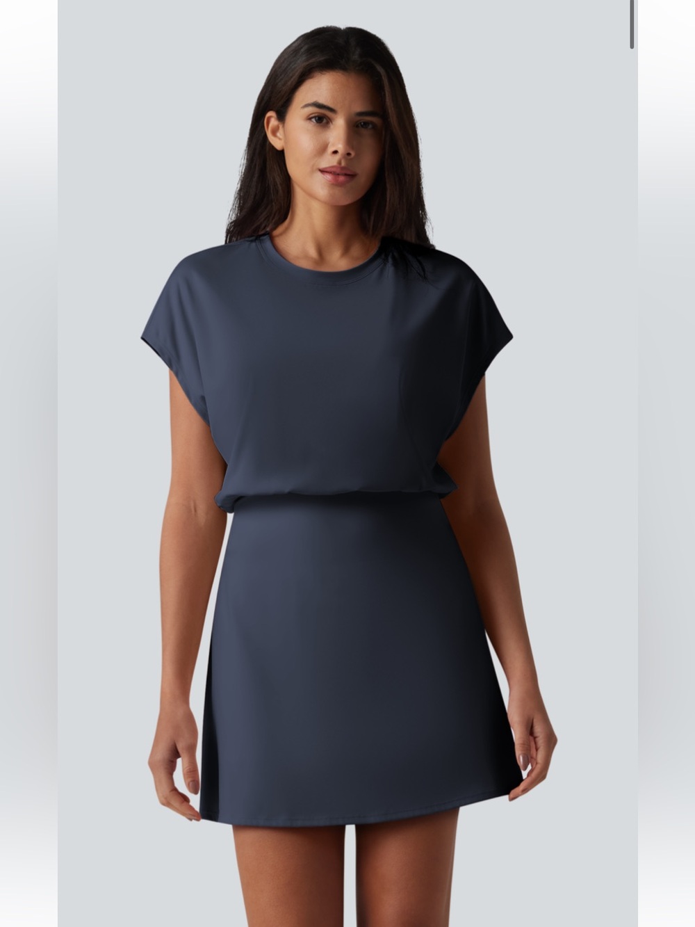 HALARA Navy SoftlyZero™ Airy Dress with built-in shorts. Med. NWT.
